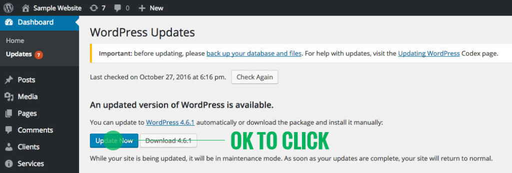 Updated Your Core WordPress Version