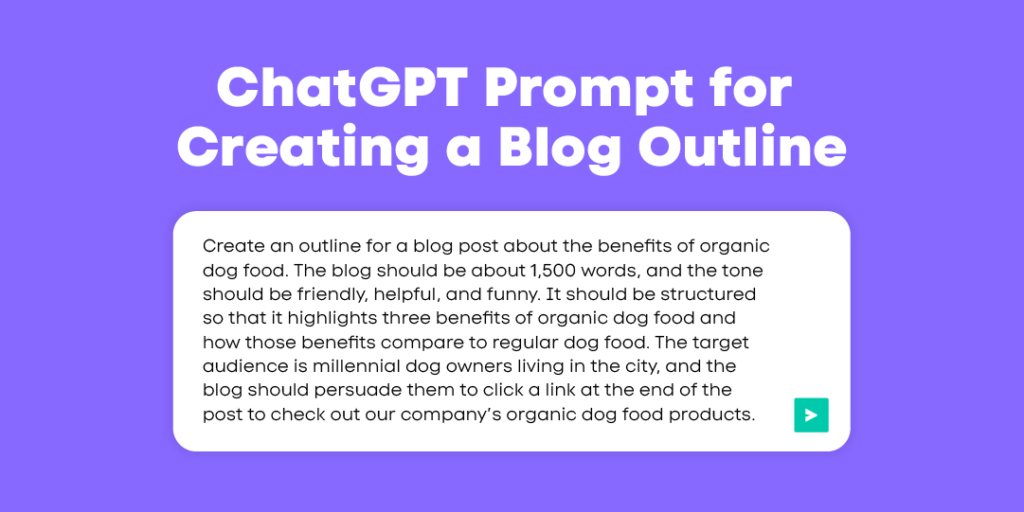 graphic displaying a sample chatgpt prompt for creating a blog outline