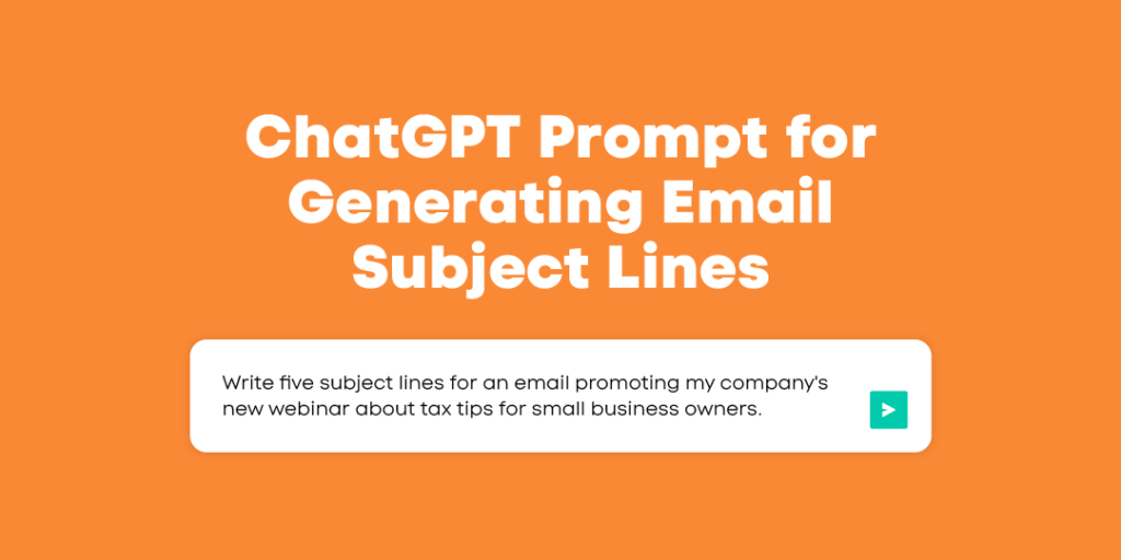 graphic displaying a sample chatgpt prompt for generating email subject lines